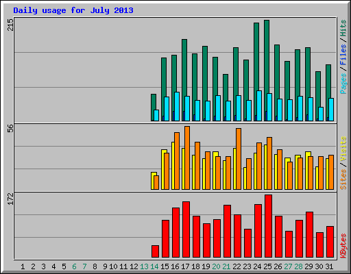 Daily usage for July 2013