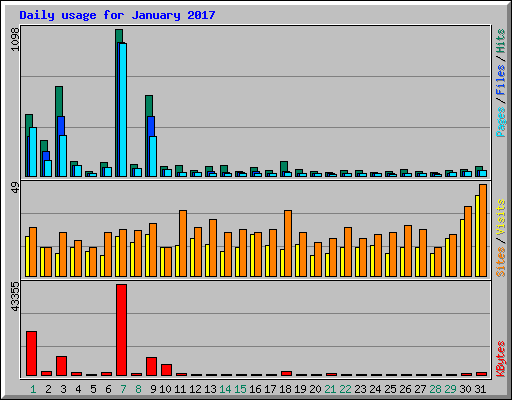 Daily usage for January 2017